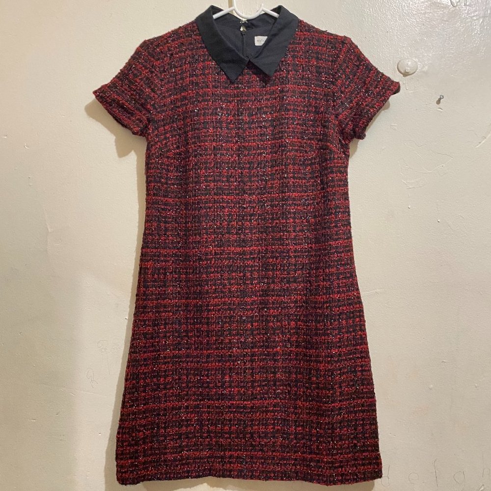 NWOT Maison Jules Red & Black Collared Mini Dress